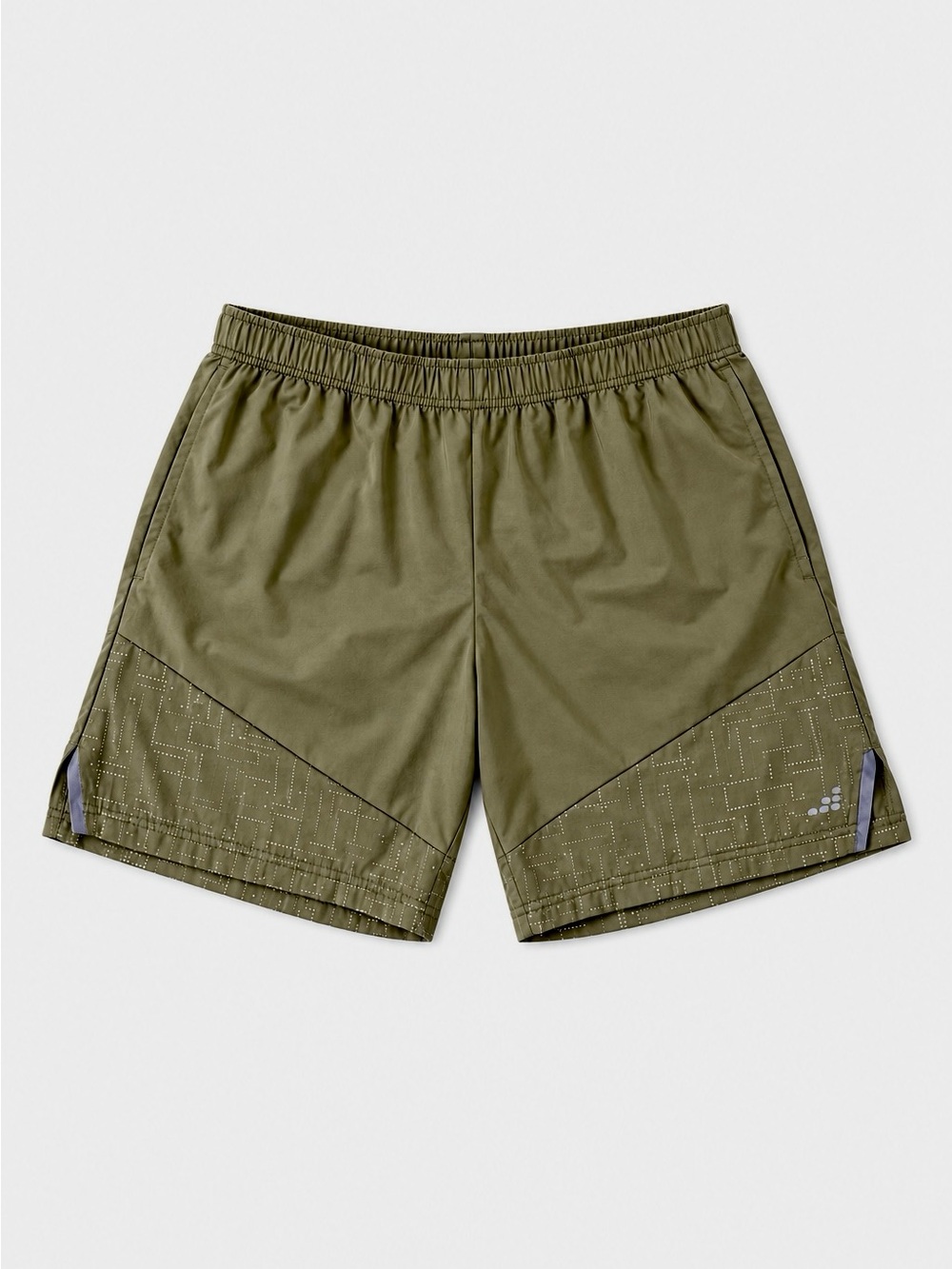 BCG Running Race Reflective Print Shorts Olive Men’s XL 7”